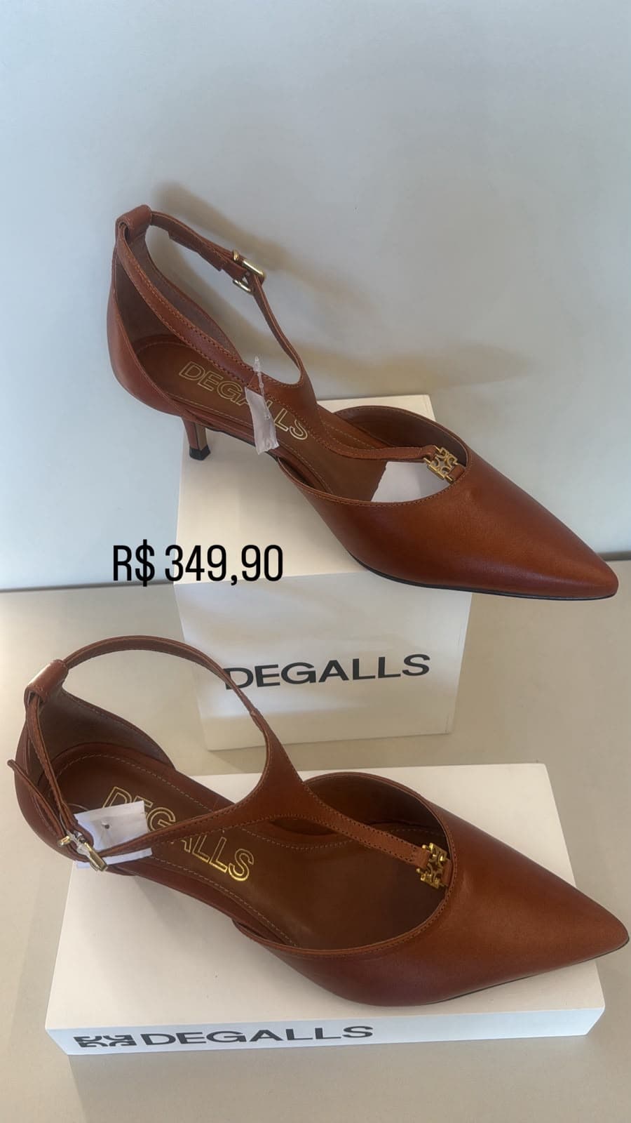 Scarpin Slingback Caramelo Tira Fina